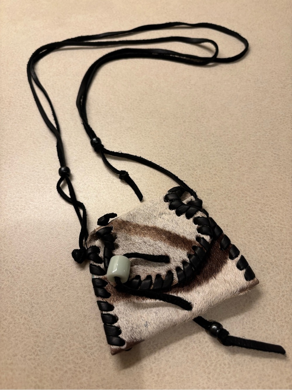 Vintage Handmade Leather Pouch in Black and Brown